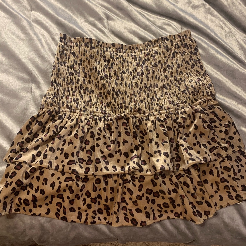 Velvet leopard print boutique skirt